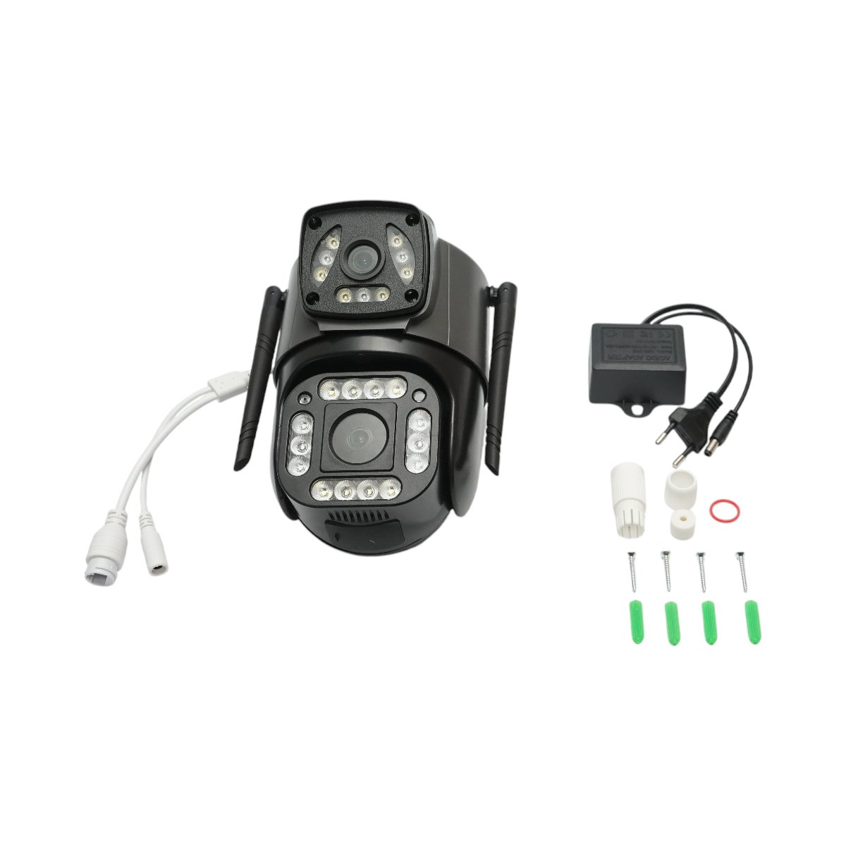 Camera de supraveghere lentila duala 4MP 1080P, P2P WIFI 2.4GHz, PTZ cu senzor de miscare, detectie umana si aplicatie V380 Pro Camera de supraveghere lentila duala 4MP 1080P, P2P WIFI 2.4GHz, PTZ cu senzor de miscare, detectie umana si aplicatie V380 Pro